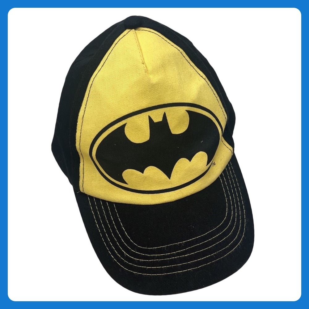 Batman Baseball Cap Kids One Size Black Yellow Cotton Blend Superhero Adjustable